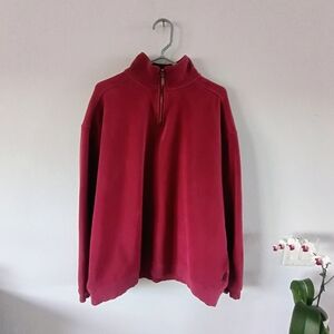 Red Macaw Quarter Zip Pullover XXL Red Fleece Sweatshirt Cozy Casual Top